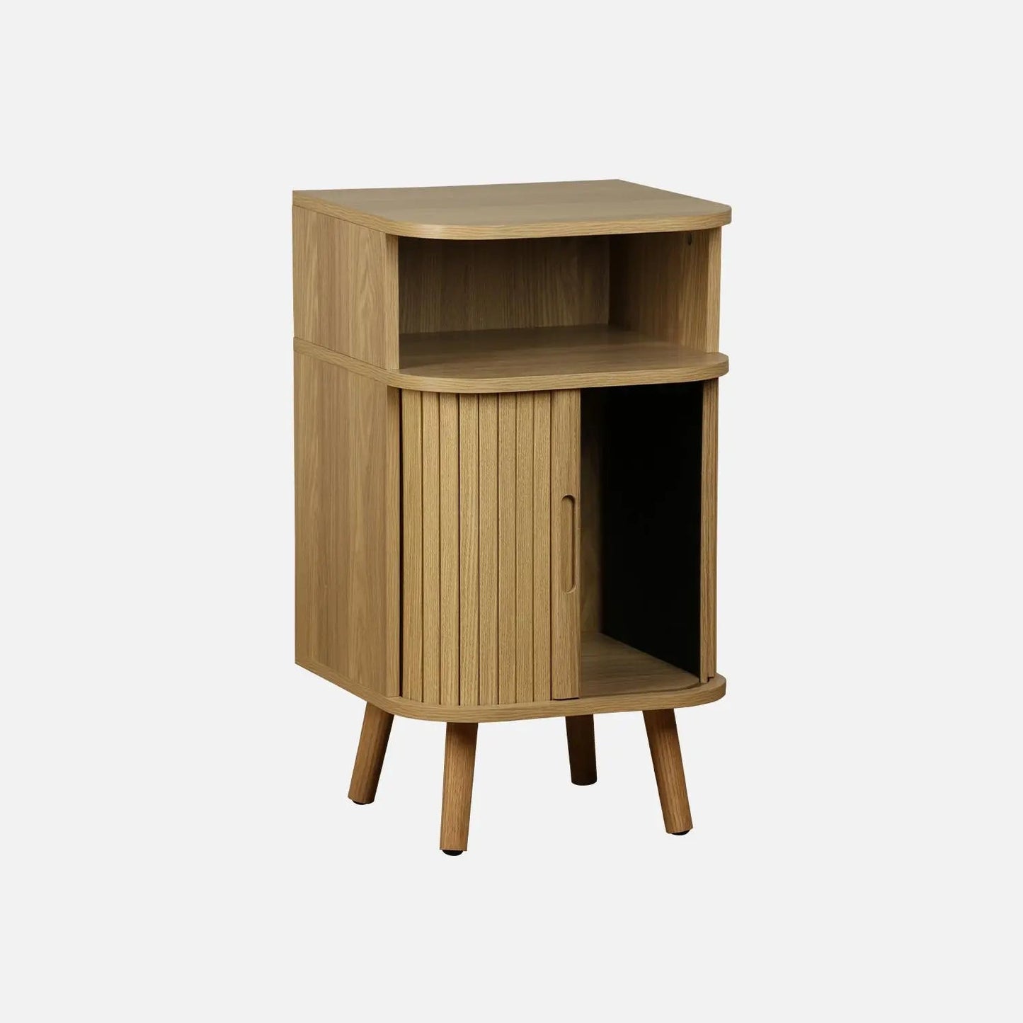 Table de Chevet - 2 Portes Coulissantes + 1 Niche (Lot de 2)