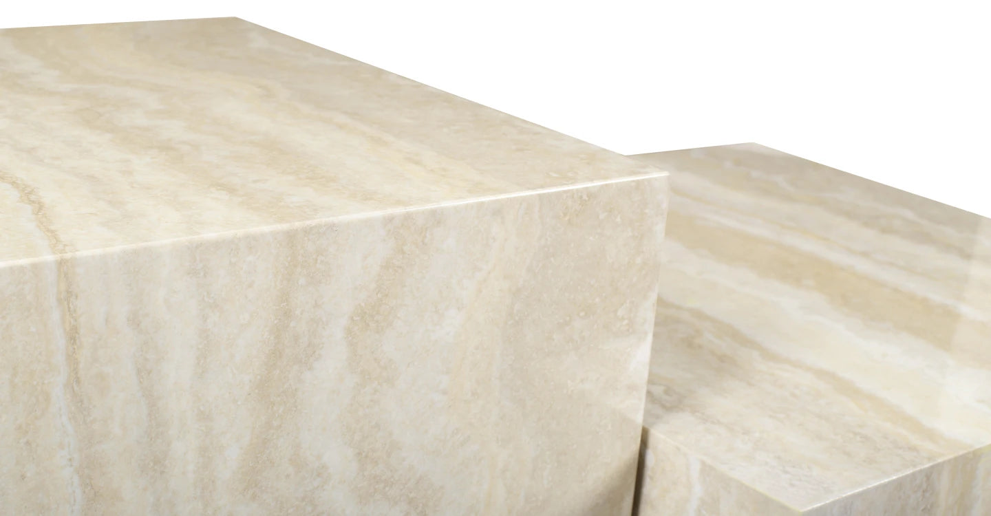 Ensemble 2 Tables Basses Travertin