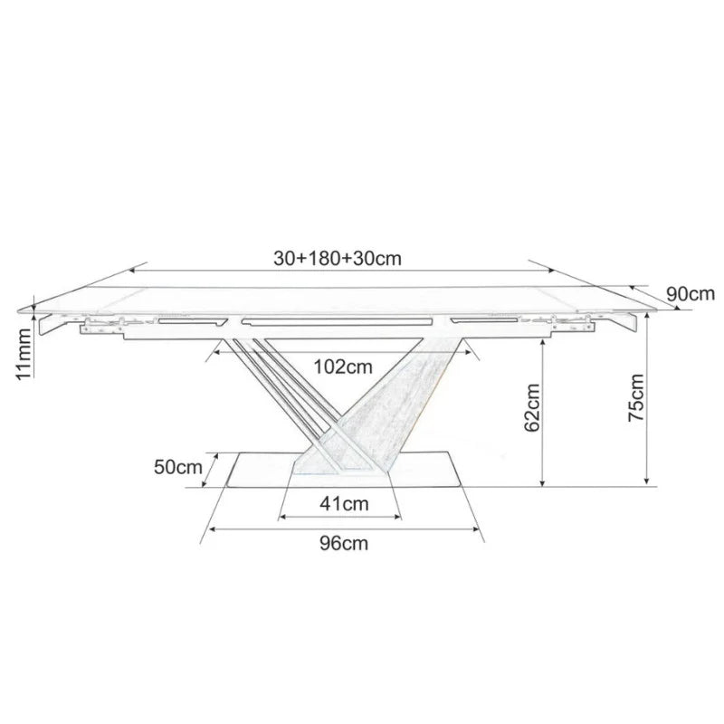Table Design Extensible - Effet Marbre 180-240cm