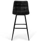Lot de 4 Tabourets de Bar - Velours Noir