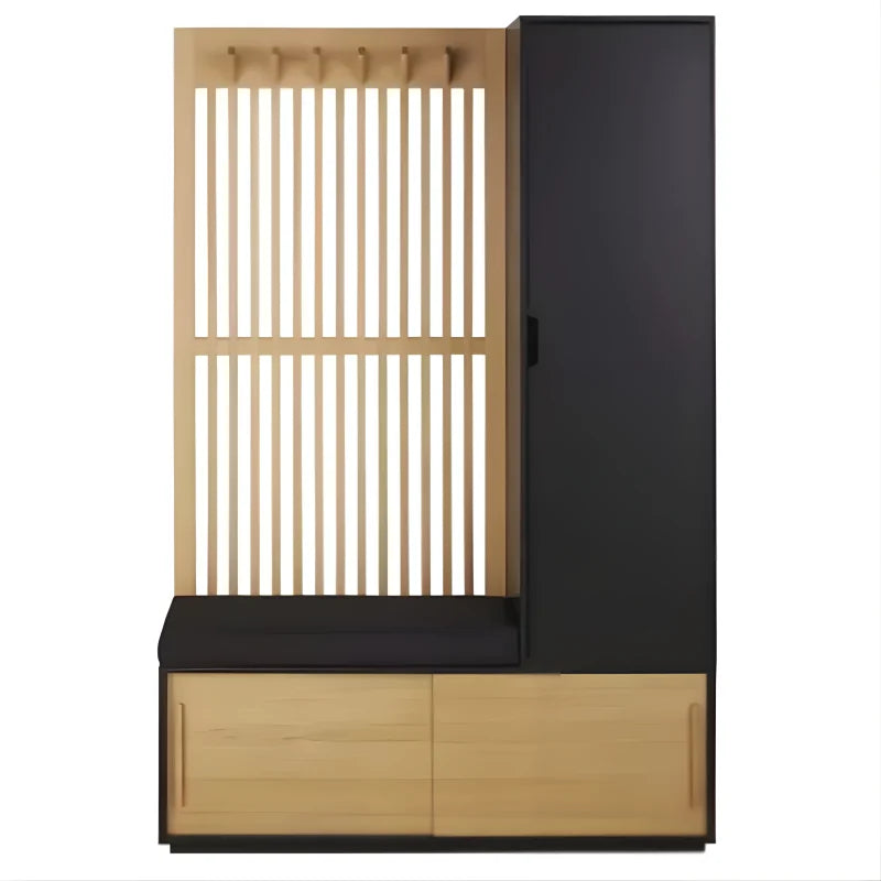 Vestiaire 3 Portes avec Portant en Bois de Frêne