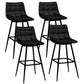 Lot de 4 Tabourets de Bar - Velours Noir