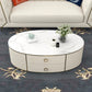 Table Basse Ovale - Faux Marbre Blanc