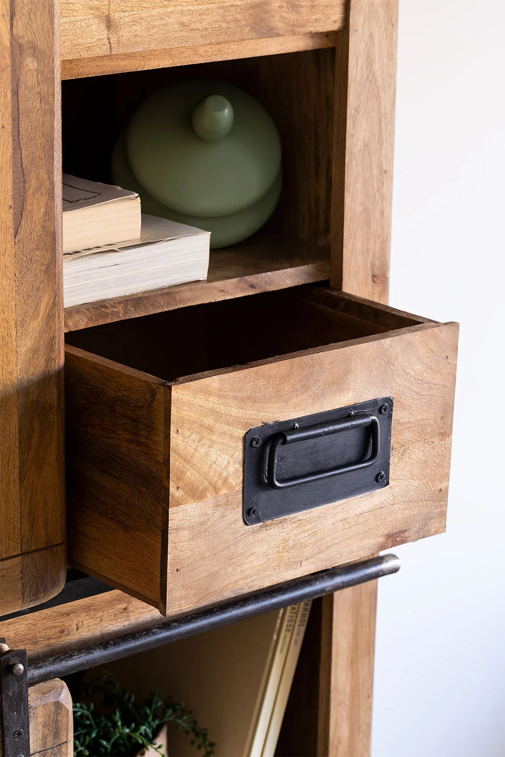 Armoire à 2 Portes Coulissantes en Bois de Manguier