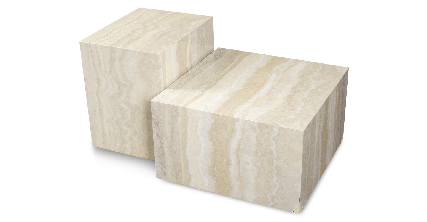 Ensemble 2 Tables Basses Travertin