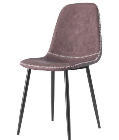 chaises scandinave avec couture décoratif en simili cuir marron