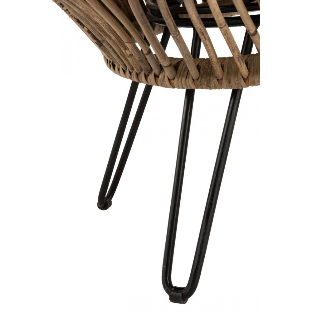 Siège Lounge avec Coussin Rotin/Fer - Naturel
