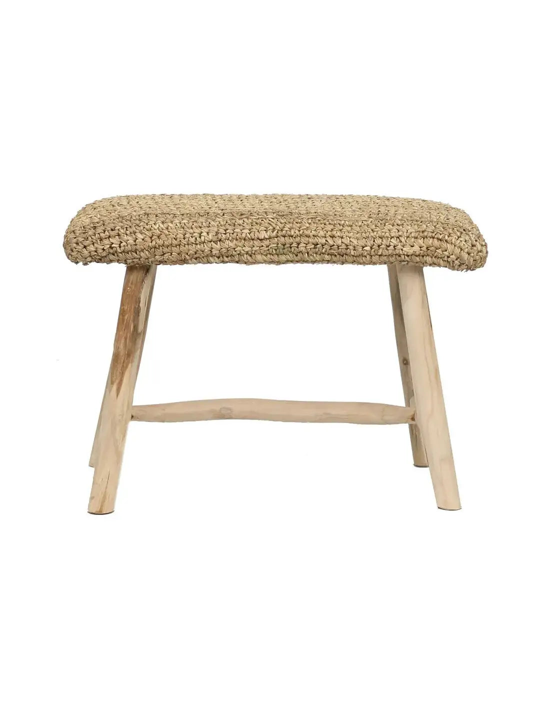 Banc Bohème chic 2 places - Raphia Bois de teck Naturel