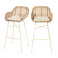 Lot de 2 Tabourets de Bar en Rotin - Pieds Beiges