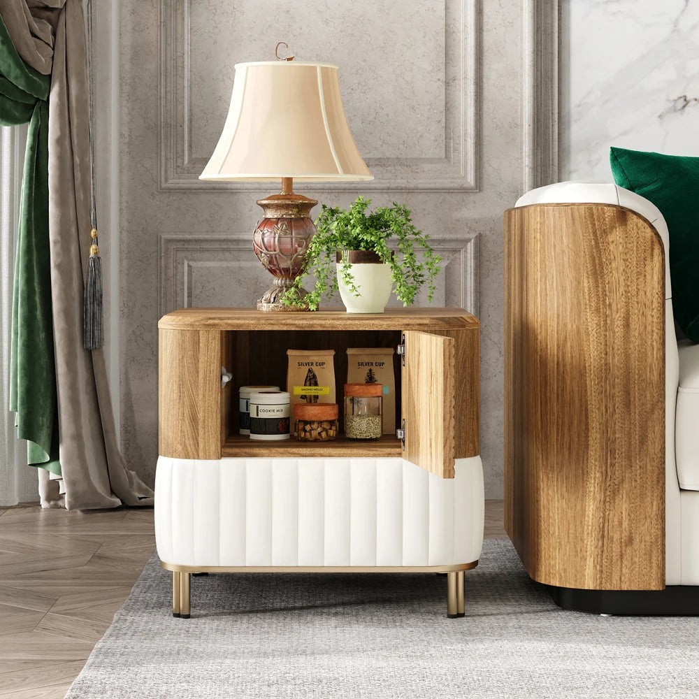 Table d'Appoint Carrée Moderne en Bois Noyer