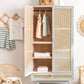 Armoire avec Tiroir en Bois & Portes en Rotin