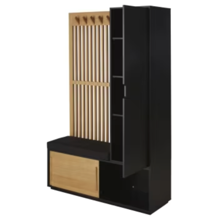 Vestiaire 3 Portes avec Portant en Bois de Frêne