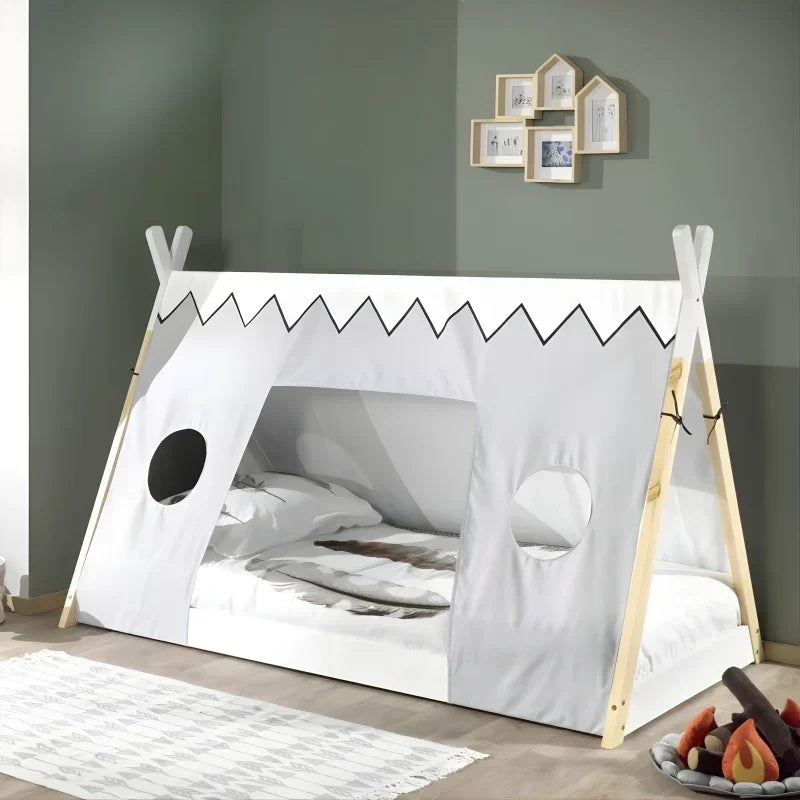 Lit Cabane Enfant TIPI avec Tissus - 90x200 cm