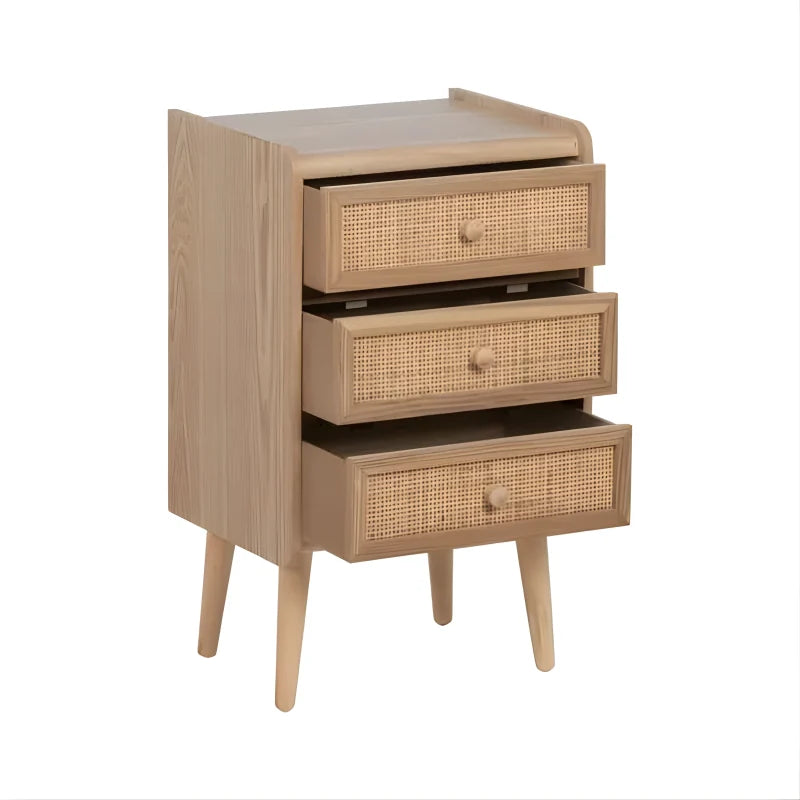 Table de Chevet en Cannage et Bois Naturel