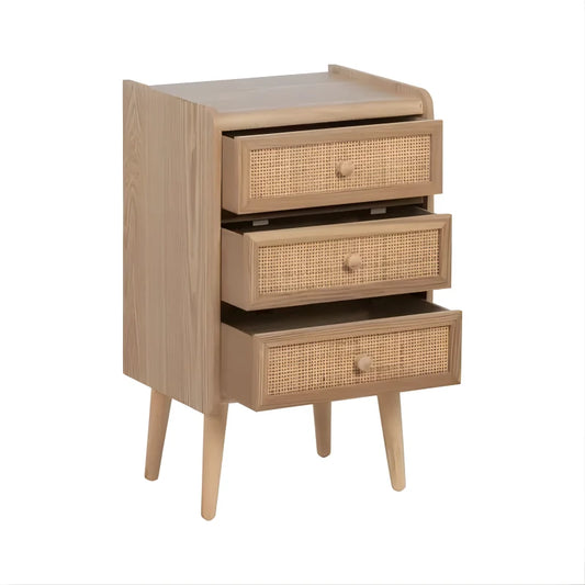 Table de Chevet en Cannage et Bois Naturel