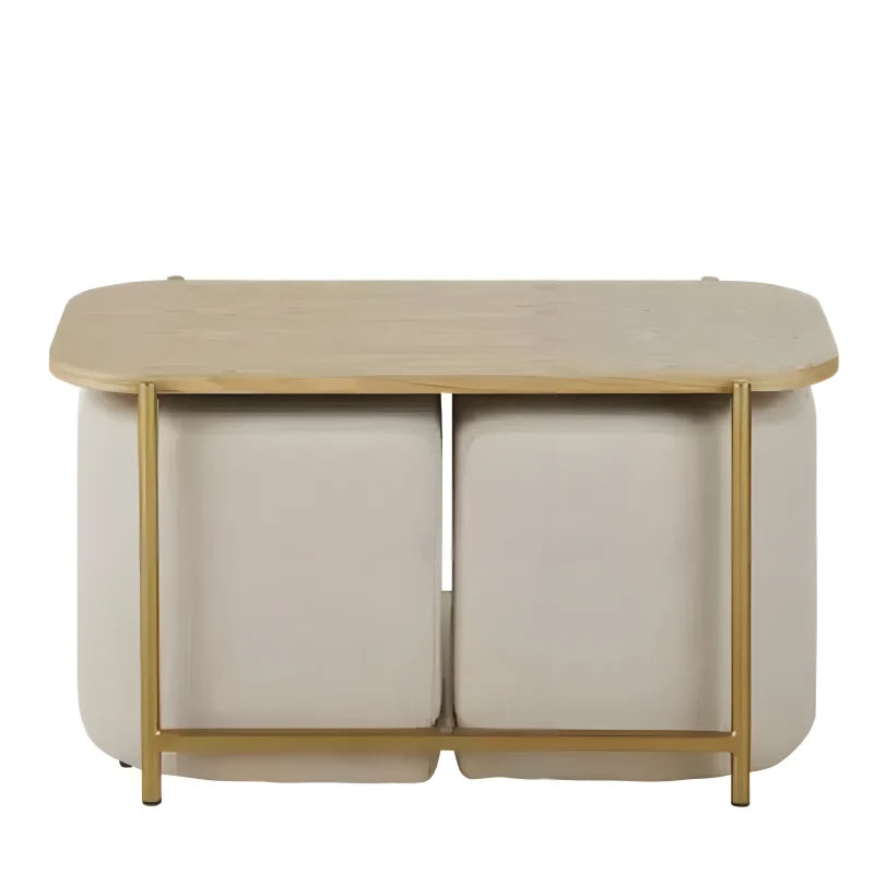 Table Basse et Assises en Polyester Recyclé - Beige Clair