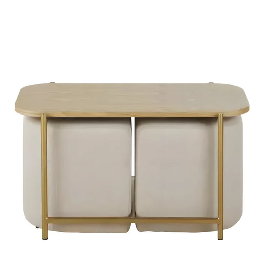 Table Basse et Assises en Polyester Recyclé - Beige Clair