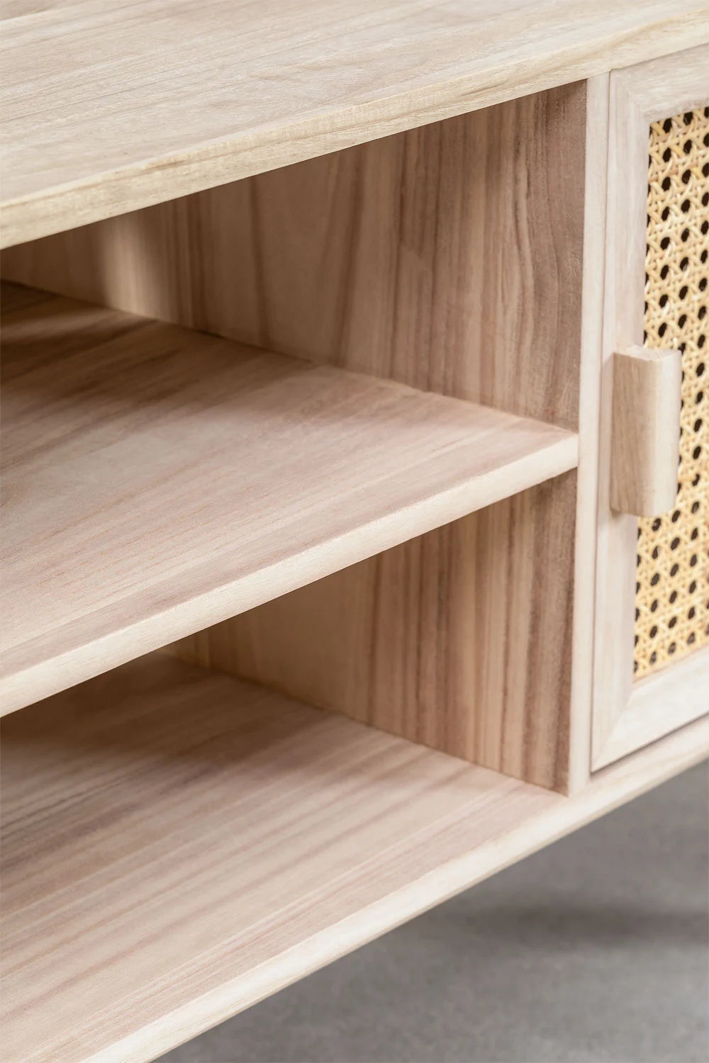 Meuble TV en Bois Design - Bois de Paulownia & Cannage