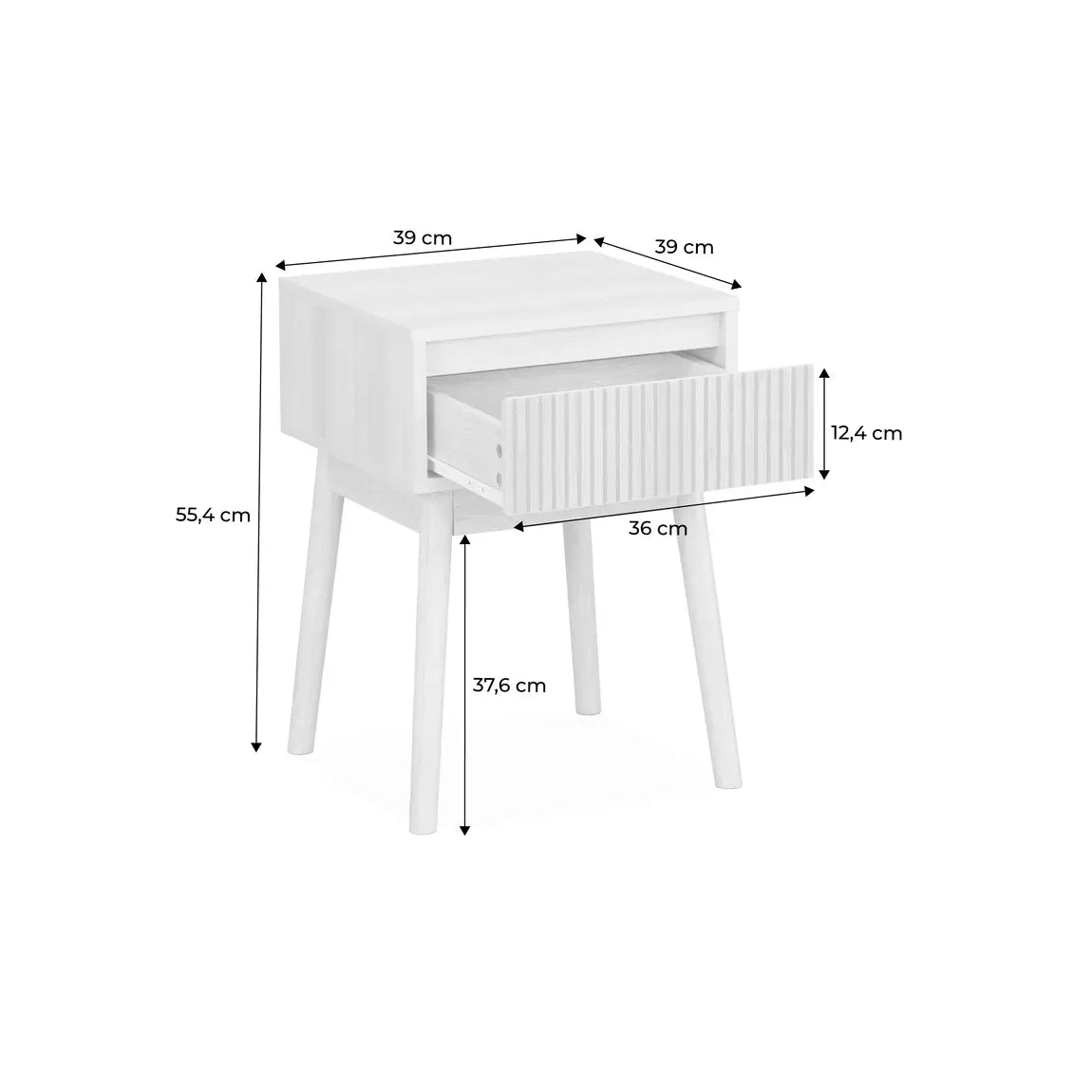 Table de Chevet avec un Tiroir (lot de 2) - Bois de Pin Clair