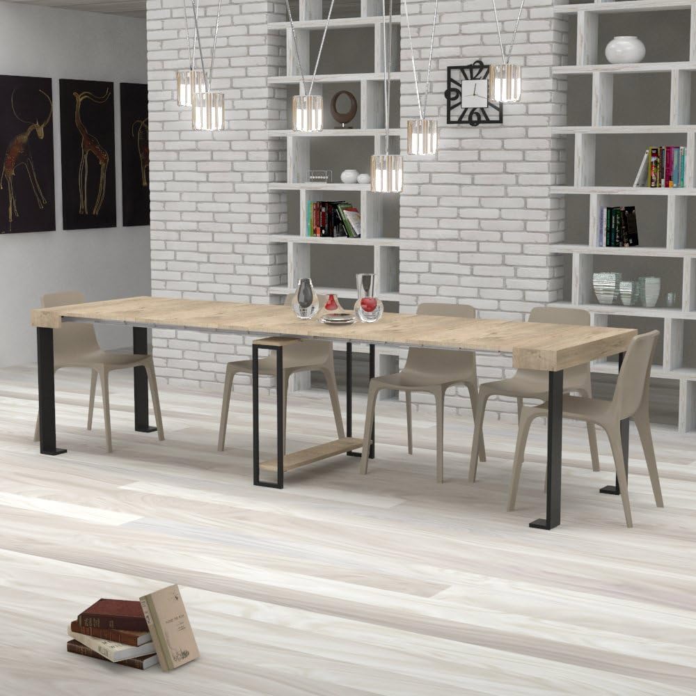 Table Console Extensible avec Porte-Rallonges - Bois Laminé