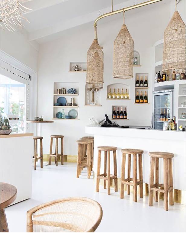 Tabouret de Bar Rond Naturel - Bois Brut