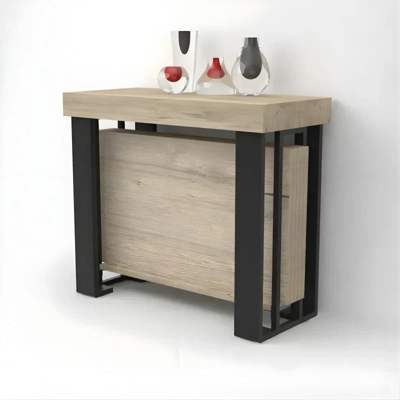 Table Console Extensible avec Porte-Rallonges - Bois Laminé