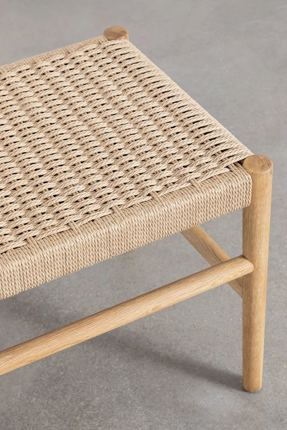 Banc en Bois de Chêne et Corde Tressée