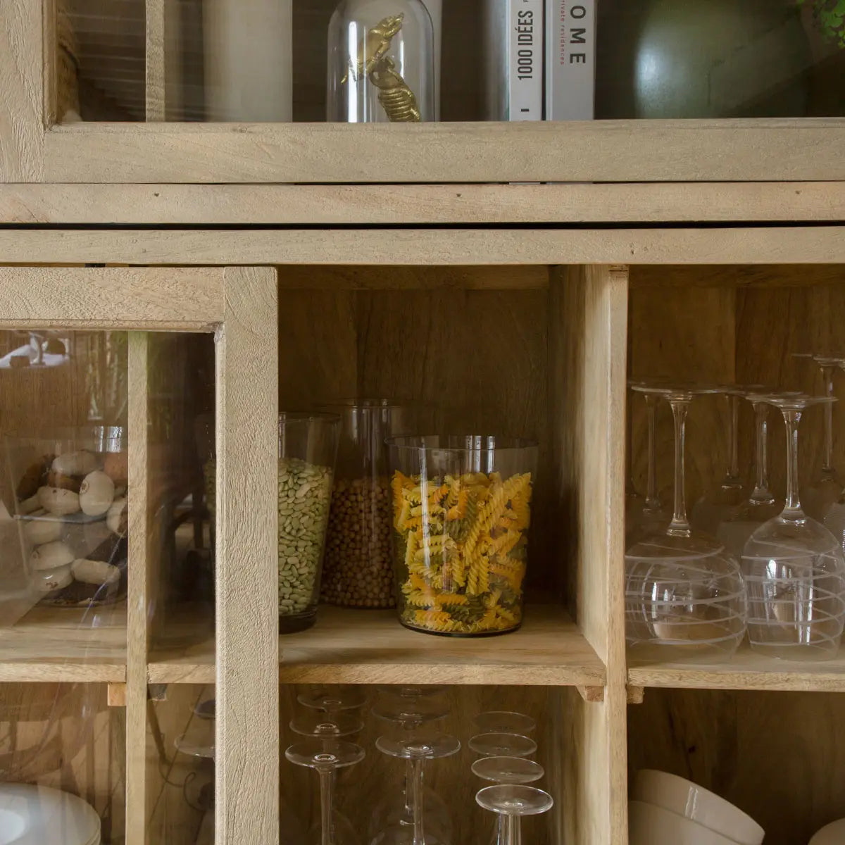 Vaisselier en Bois de Manguier Beige