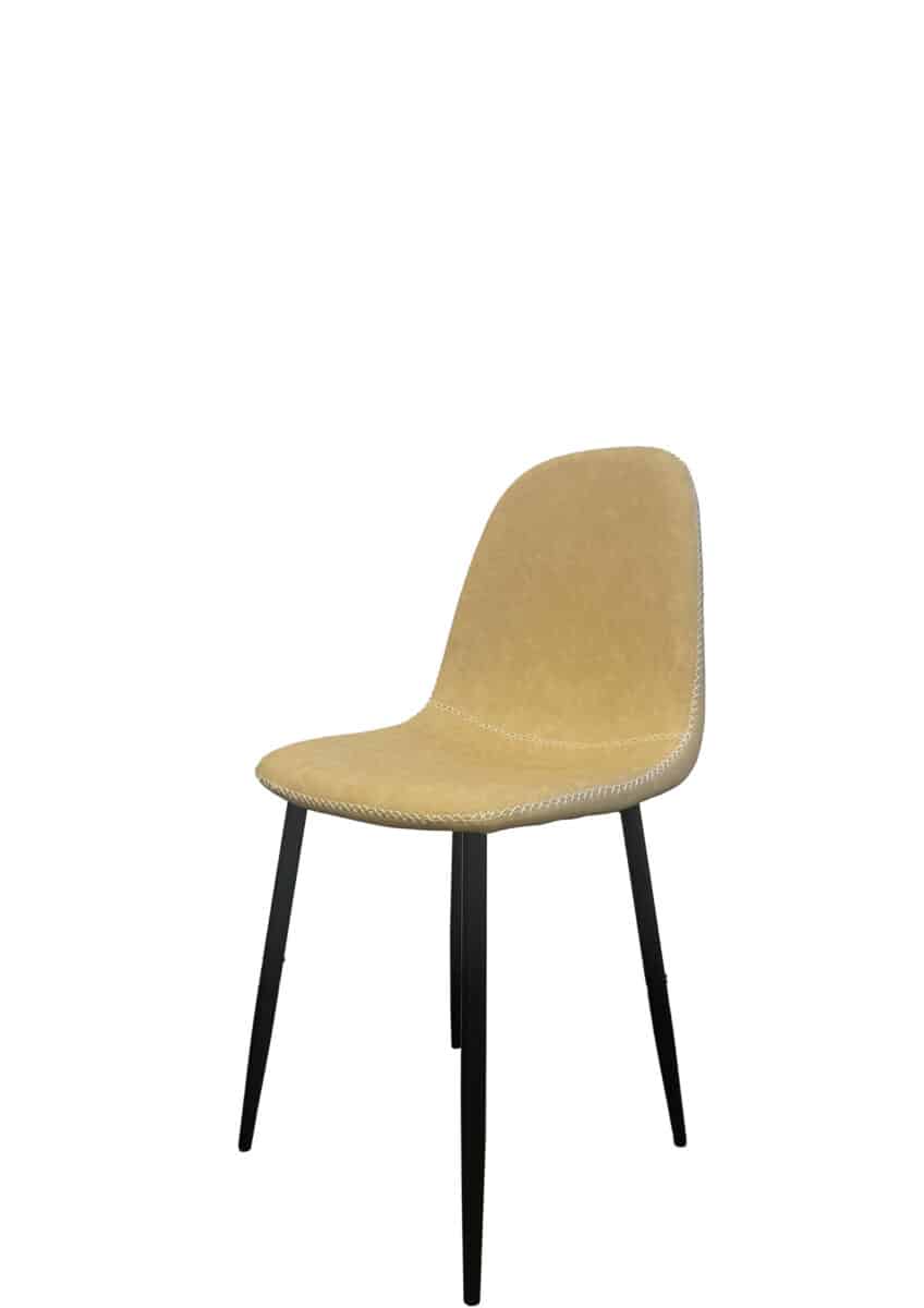 chaises scandinave avec couture décoratif en simili cuir marron