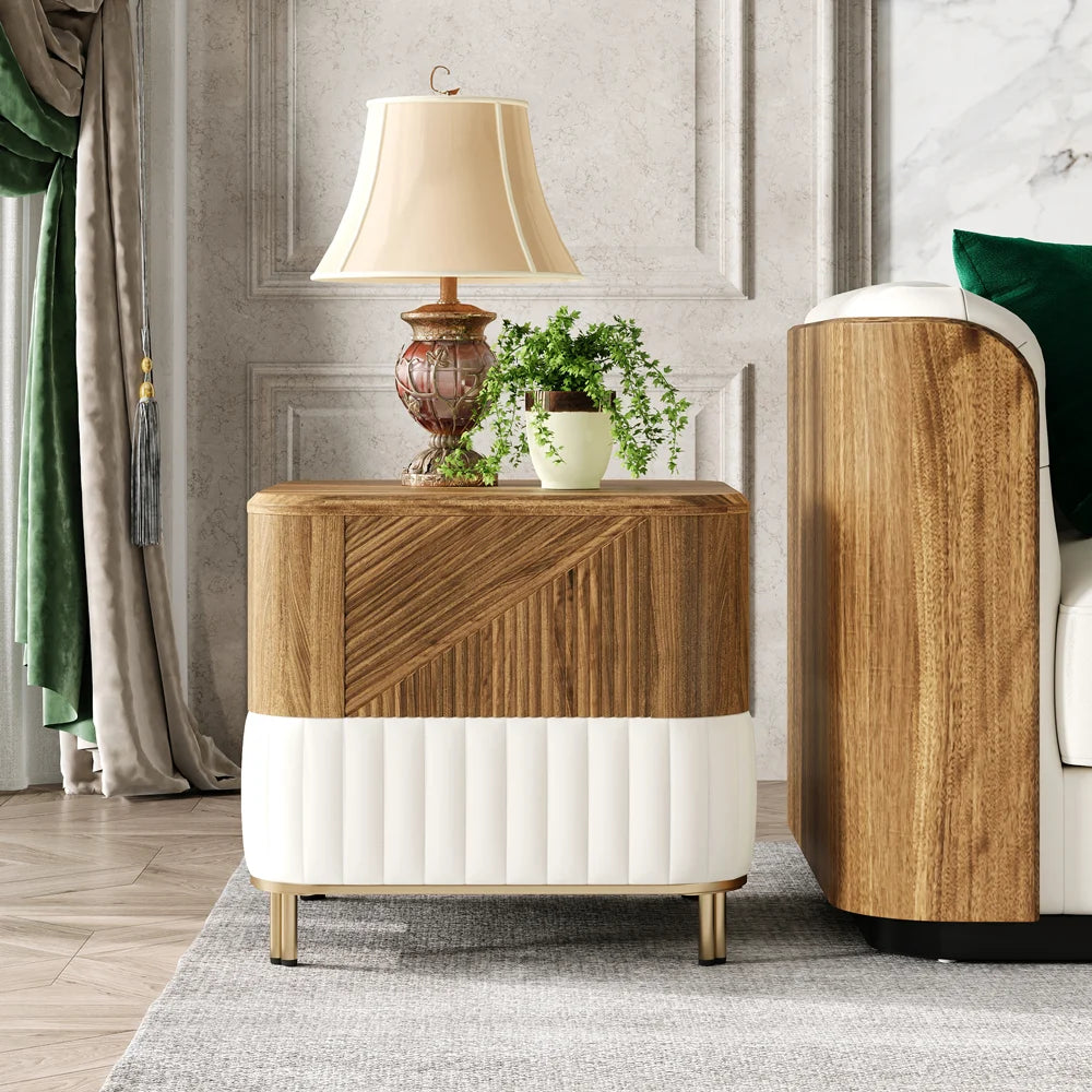 Table d'Appoint Carrée Moderne en Bois Noyer