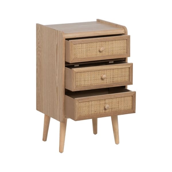 Table de Chevet en Cannage et Bois Naturel