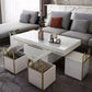 Table Basse Moderne avec Rangement et Tabourets Extensible - Blanc