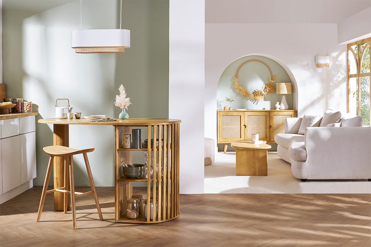 Table de Bar avec Rangements en Bois Manguier