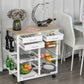 Desserte Chariot Cuisine Multi-Rangements - Chêne Clair & Pin Blanc