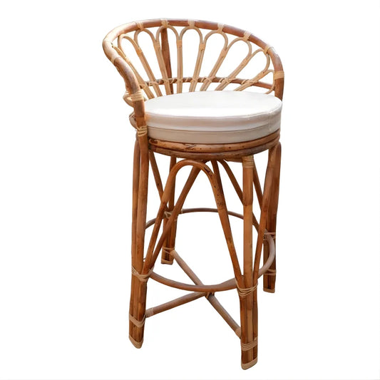 Tabouret de Bar en Rotin Naturel avec Coussin en Coton