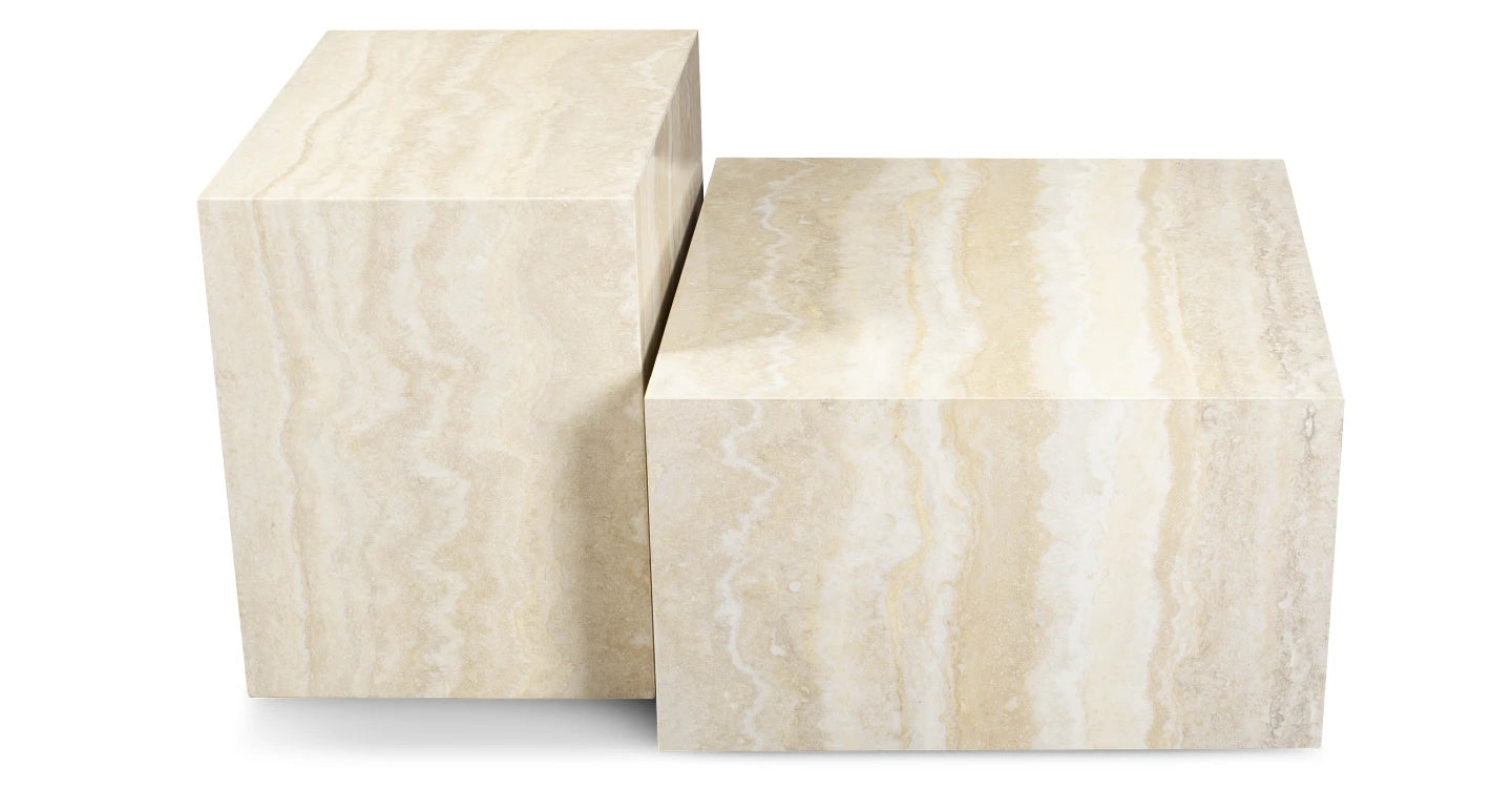 Ensemble 2 Tables Basses Travertin