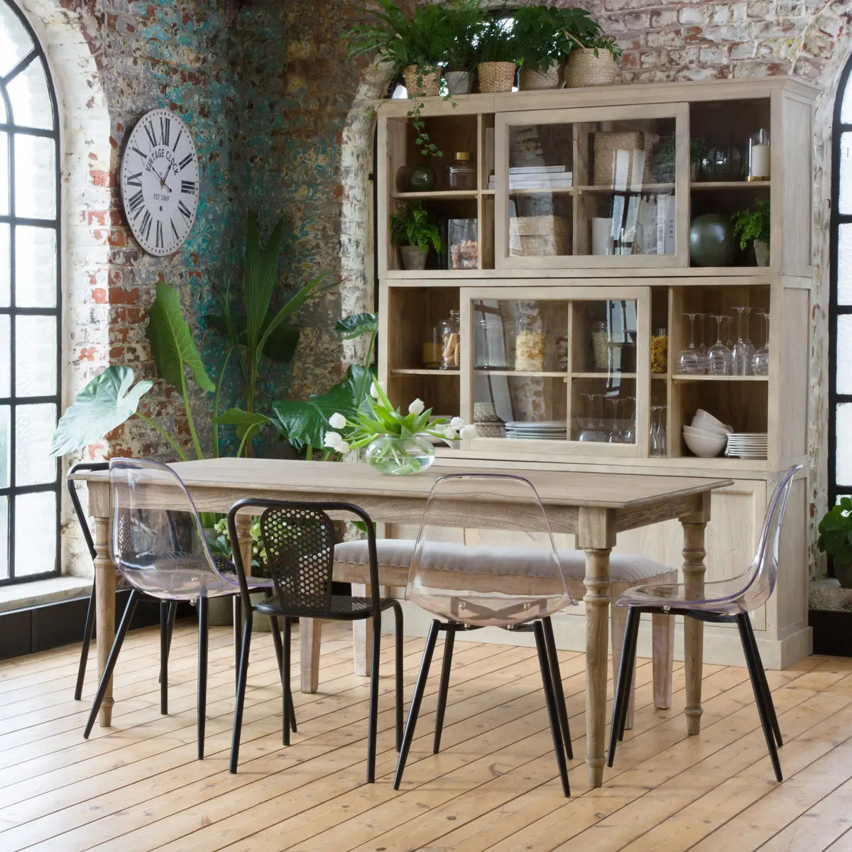 Vaisselier en Bois de Manguier Beige