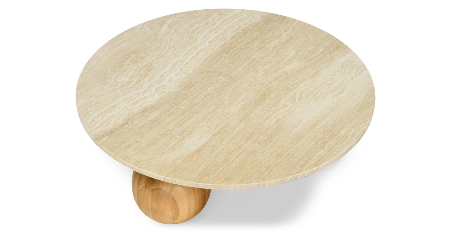 Table Basse Pied Boule - Plateau Travertin