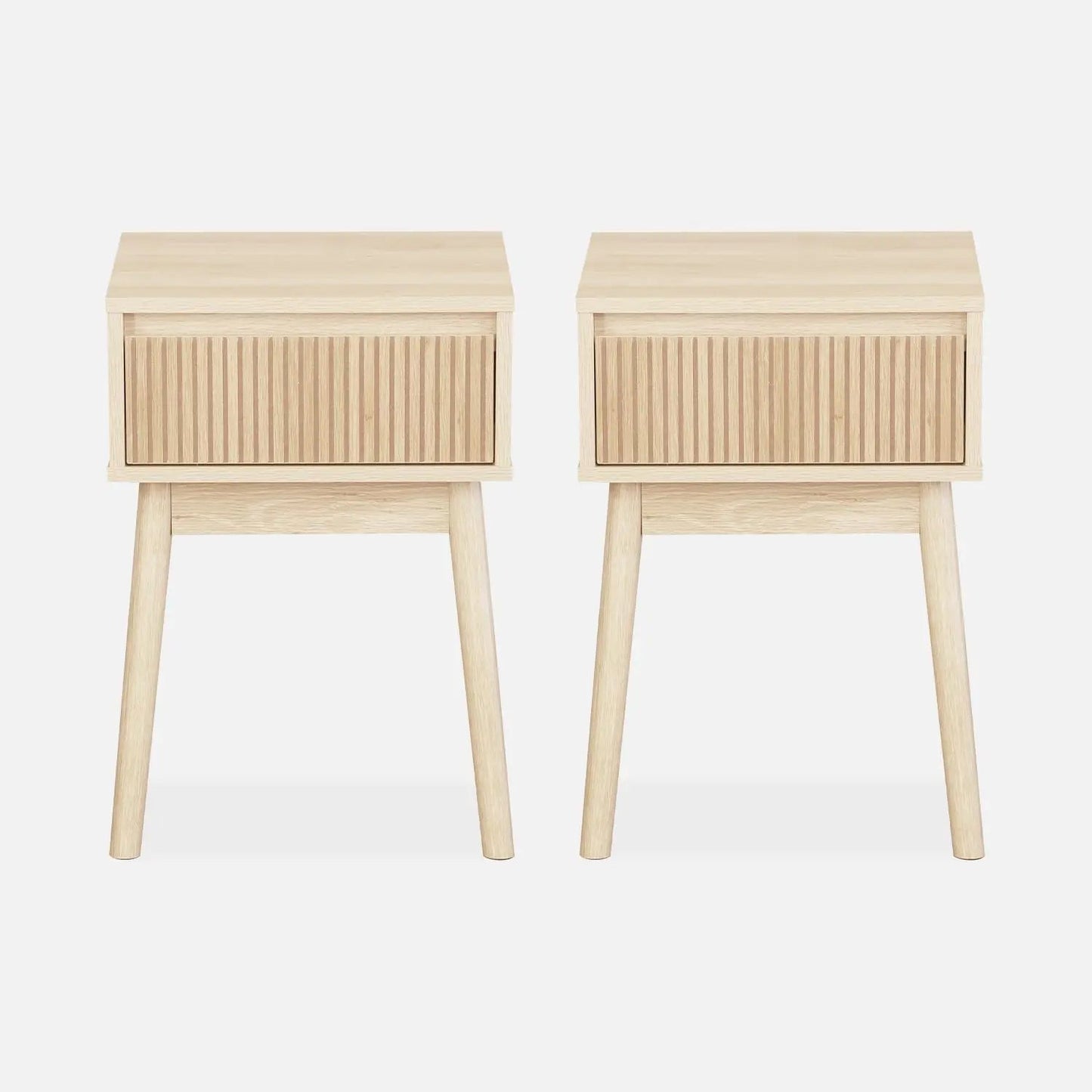 Table de Chevet avec un Tiroir (lot de 2) - Bois de Pin Clair