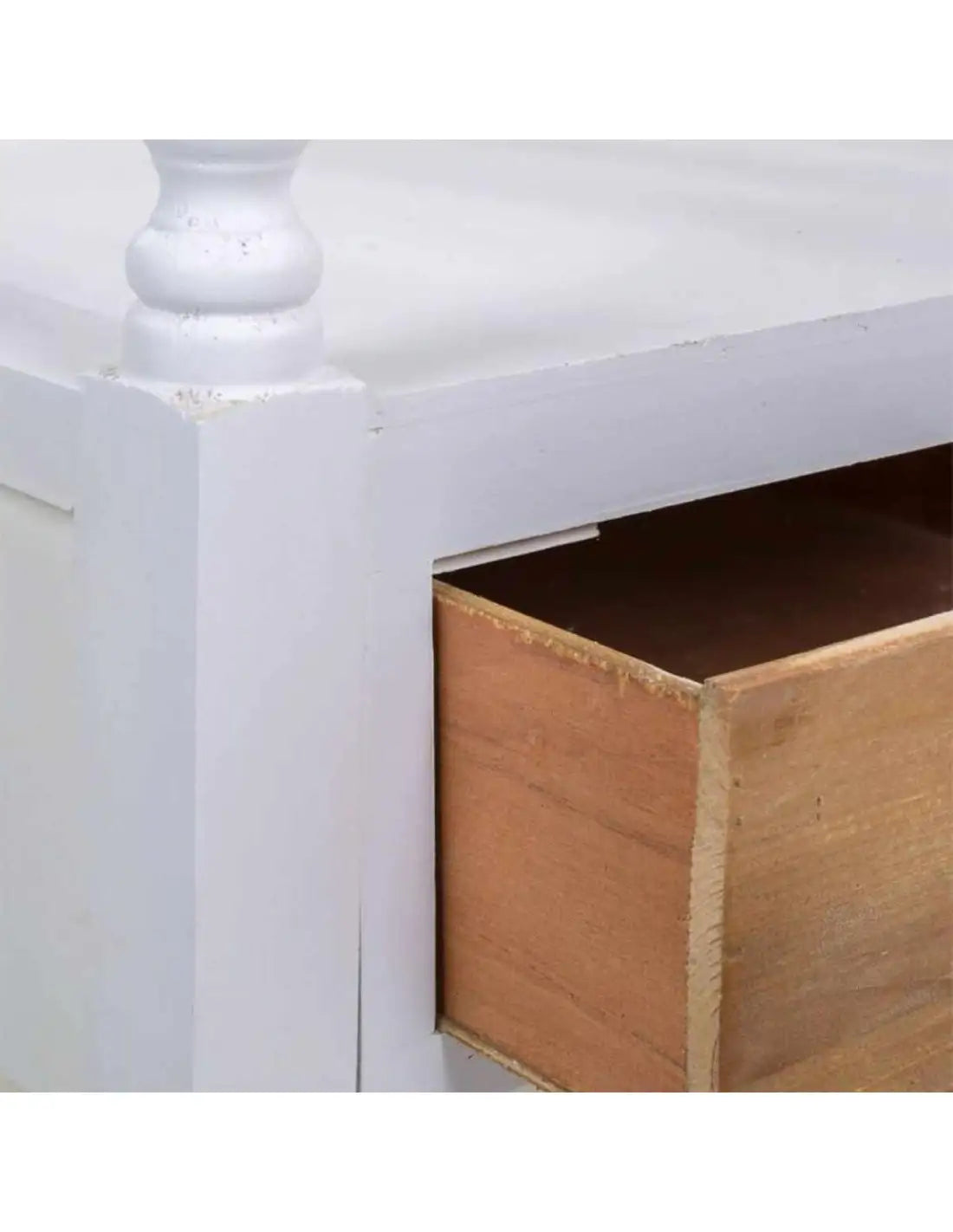 Banc d'entrée rangement - 2 tiroirs en Bois Blanc Naturel