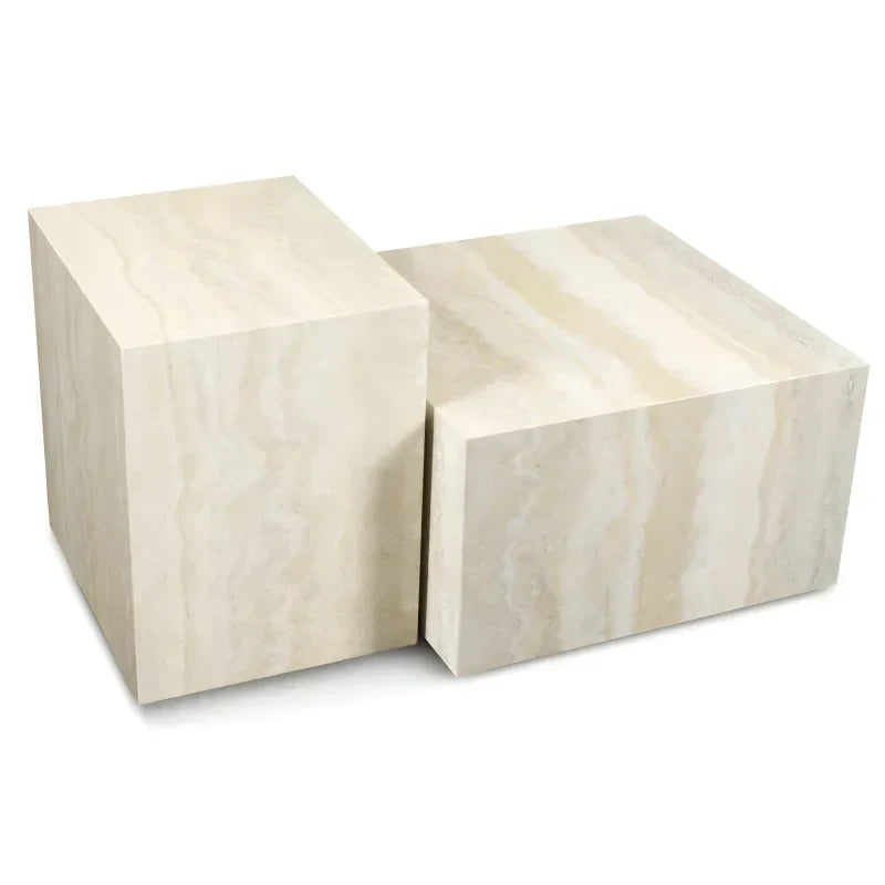 Ensemble 2 Tables Basses Travertin