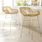 Lot de 2 Tabourets de Bar en Rotin - Pieds Beiges