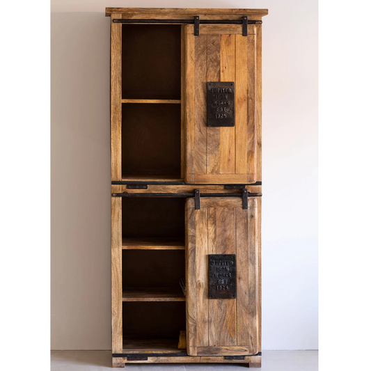 Armoire à 2 Portes Coulissantes en Bois de Manguier