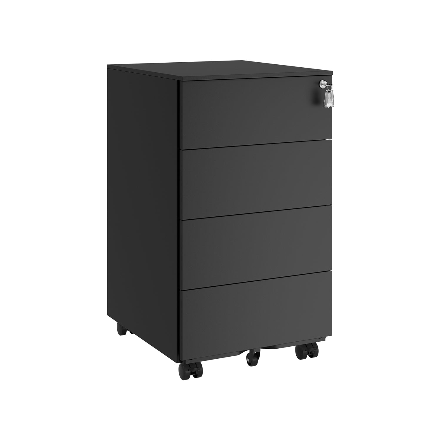 Caisson de bureau mobile avec 4 tiroirs noir d'encre