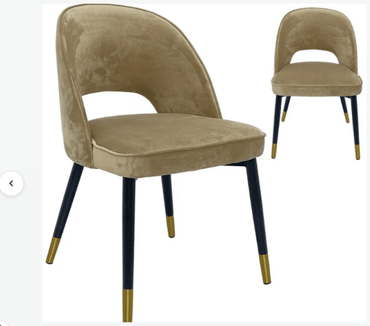 Chaise Magalia – Velours rétro glamour taupe avec pieds noirs