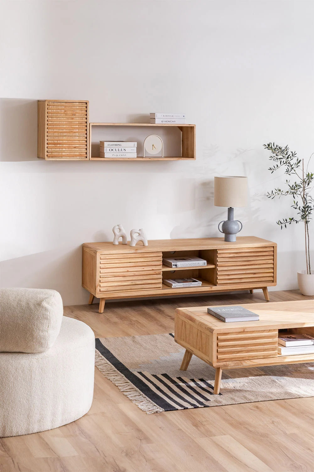 Set de 2 Étagères Murales en Bois de Mindi