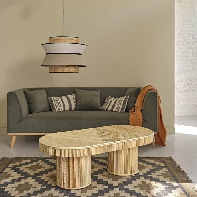 Table Basse Ovale en Canne de Rotin - 120 cm