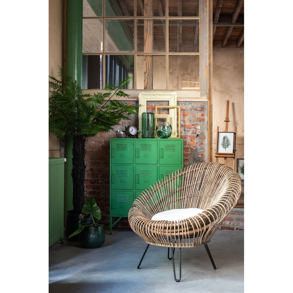 Siège Lounge avec Coussin Rotin/Fer - Naturel
