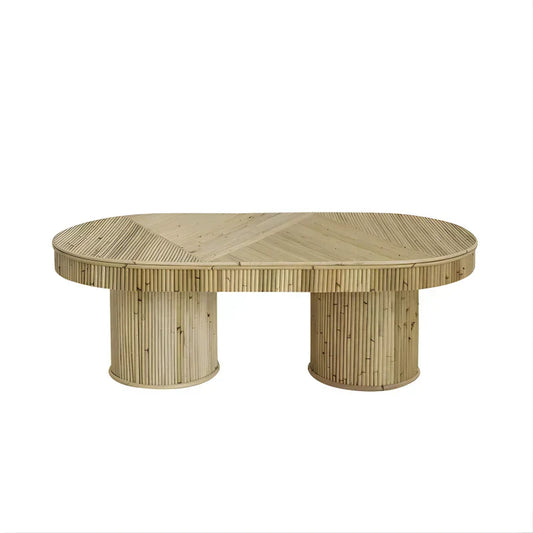 Table Basse Ovale en Canne de Rotin - 120 cm