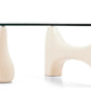 Table Basse Beige en Verre Trempé